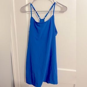 Blue workout dress, shorts underneath